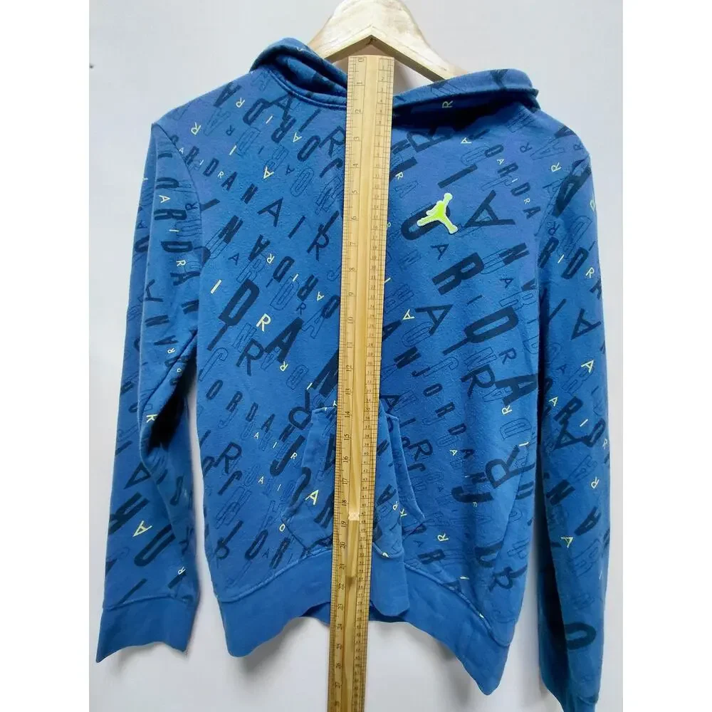 Jordan Blue All Over Print Jumpman Logo Hooded Sweatshirt Boys Size L